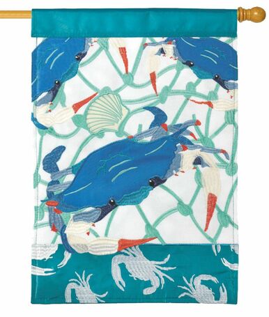 Blue Crab Double Applique House Flag