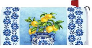 Blue Willow and Lemons Mailbox Cover