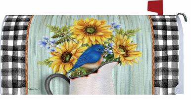 Bluebird and Sunflowers Mailbox Cover