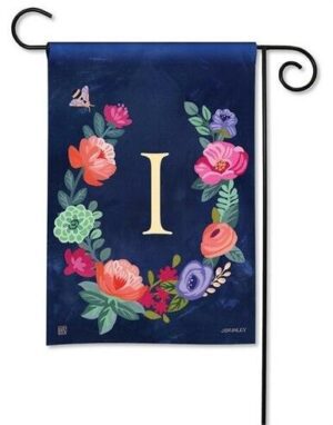 Boho Flowers Monogram I Garden Flag