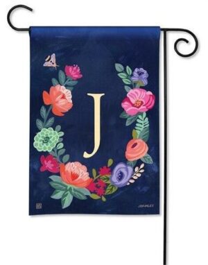 Boho Flowers Monogram J Garden Flag