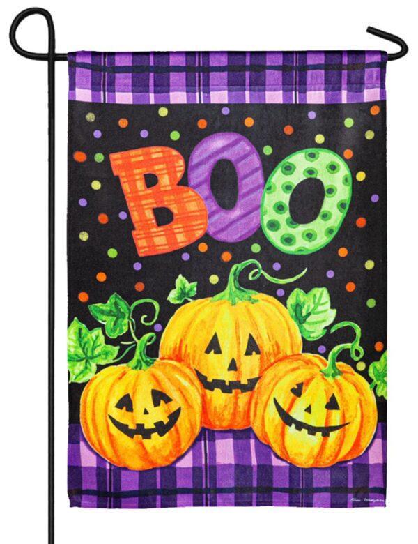 Boo Jack-O-Lantern Textured Suede Garden Flag