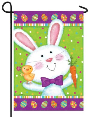 Bowtie Bunny and Chick Garden Flag
