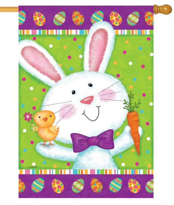 Bowtie Bunny and Chick House Flag