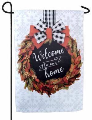 Boxwood Fall Wreath Suede Reflections Garden Flag
