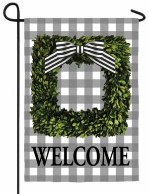 Boxwood Plaid Suede Reflections Garden Flag
