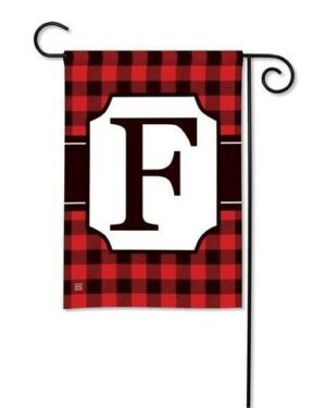 Buffalo Plaid Monogram F Garden Flag