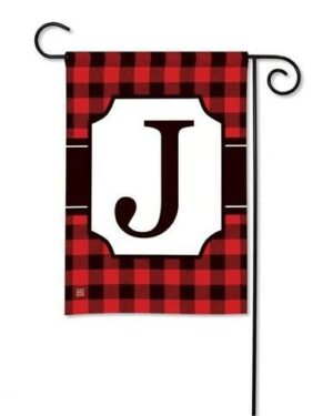 Buffalo Plaid Monogram J Garden Flag