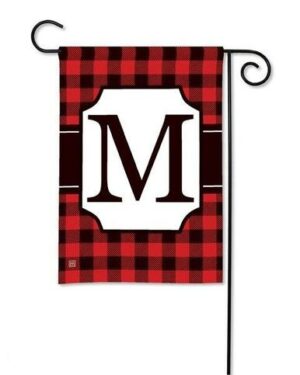 Buffalo Plaid Monogram M Garden Flag