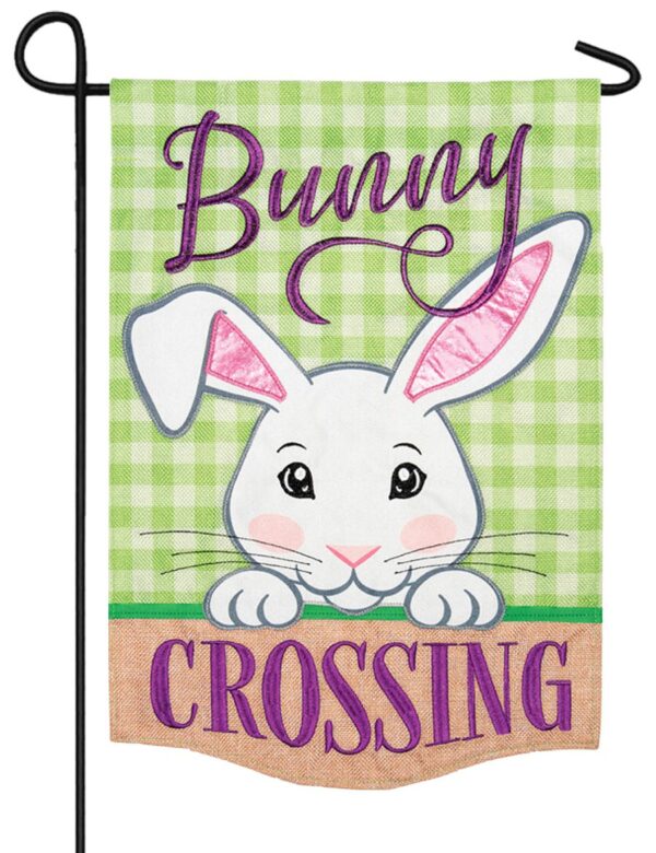 Bunny Crossing Double Applique Garden Flag