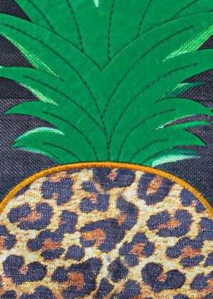 Burlap Animal Print Pineapple Garden Flag