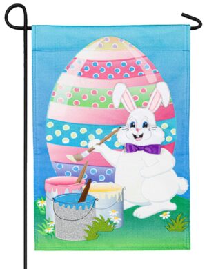 Burlap Bunny Egg Painter Decorative Garden Flag
