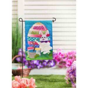 Burlap Bunny Egg Painter Decorative Garden Flag