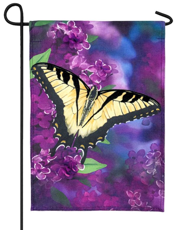Burlap Butterfly on Purple Decorative Garden Flag