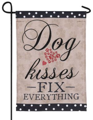 Burlap Dog Kisses Decorative Garden Flag