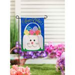 Burlap Easter Bunny Basket Decorative Garden Flag