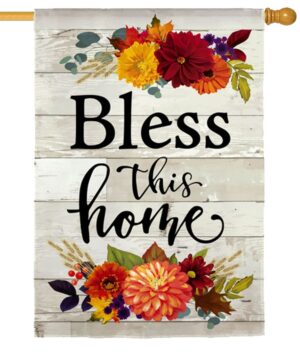 Burlap Fall Bless This Home Decorative House Flag