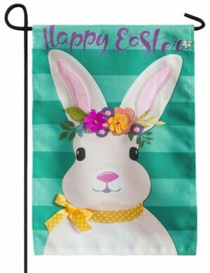 Burlap Floral Easter Bunny Decorative Garden Flag