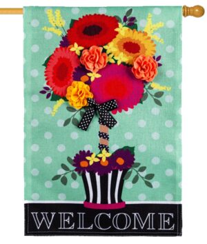 Burlap Floral Topiary Decorative House Flag