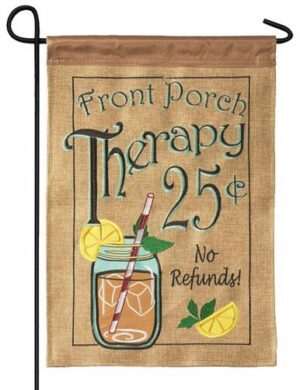 Burlap Front Porch Therapy Double Applique Garden Flag