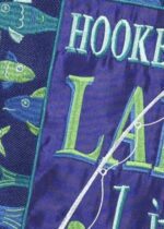 Burlap Hooked on Lake Life Decorative Garden Flag