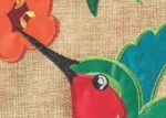 Burlap Hummingbird Decorative Garden Flag Detail 2