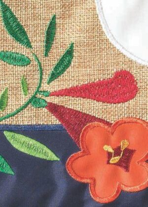 Burlap Hummingbird Decorative Garden Flag Detail 1