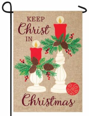 Burlap Keep Christ in Christmas Double Applique Garden Flag