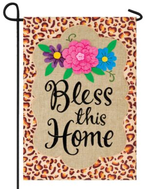 Burlap Leopard Blessing Double Applique Garden Flag
