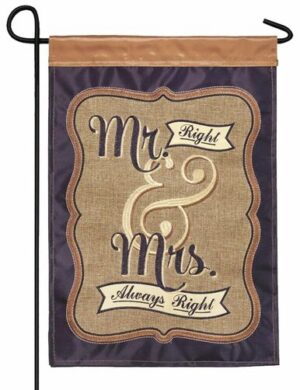 Burlap Mr. and Mrs. Right Double Applique Garden Flag