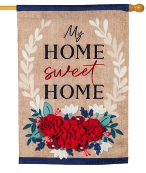 Burlap My Home Sweet Home Floral Decorative House Flag