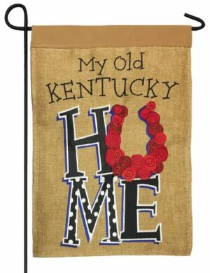 Burlap My Old Kentucky Home Double Applique Garden Flag