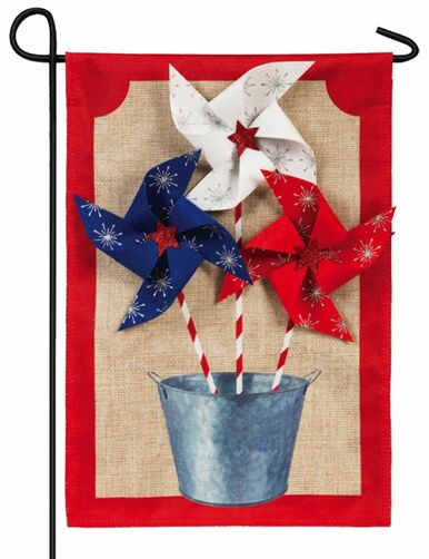 Burlap Patriotic Pinwheels Decorative Garden Flag