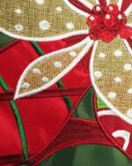 Burlap Poinsettia and Chickadee Double Applique Garden Flag