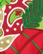 Burlap Poinsettia and Chickadee Double Applique Garden Flag