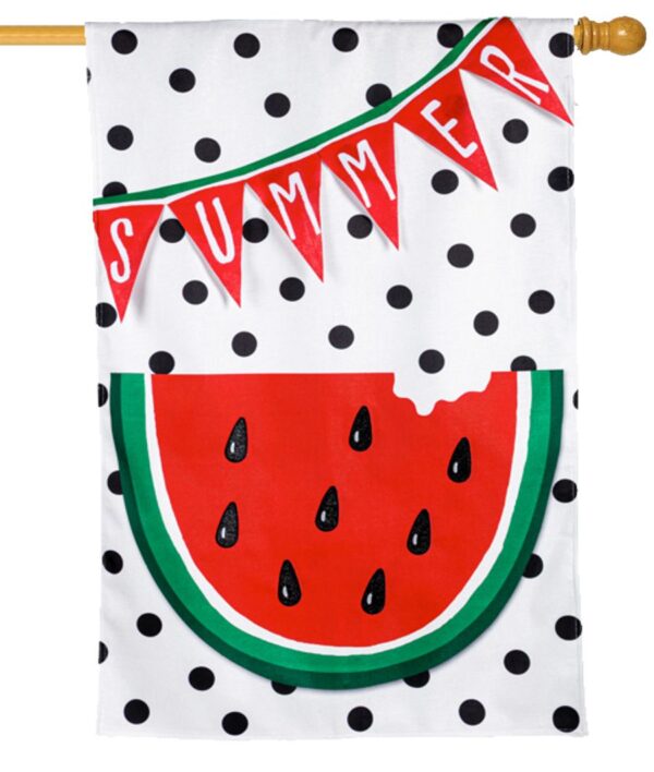 Burlap Polka Dot Summer Watermelon Decorative House Flag