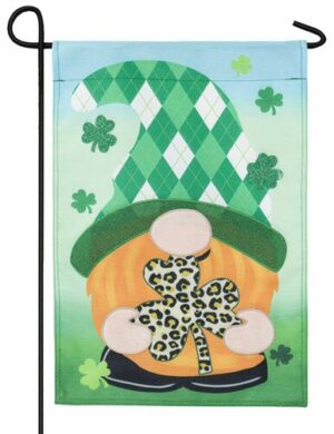 Burlap Saint Patrick's Gnome Decorative Garden Flag