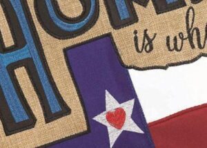 Burlap Texas Heart Home Double Applique Garden Flag