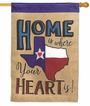 Burlap Texas Home Double Applique House Flag
