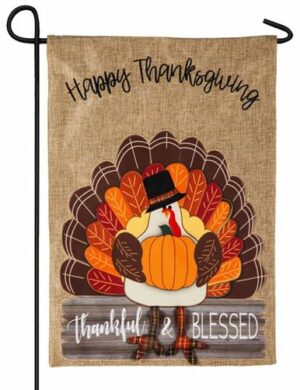 Burlap Thankful and Blessed Decorative Garden Flag