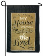 Burlap We Will Serve the Lord Double Applique Garden Flag
