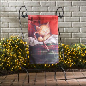 Candy Cane Kitten Suede Reflections Garden Flag Live