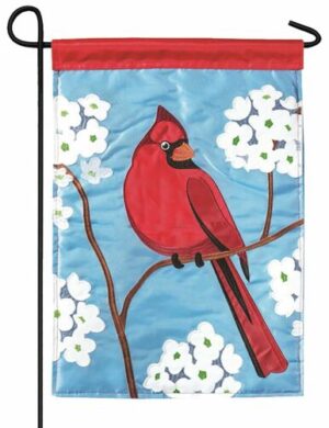 Cardinal and Dogwood Double Applique Garden Flag