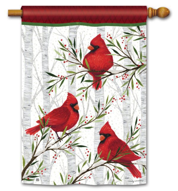 Cardinals in Birch House Flag - I AmEricas Flags