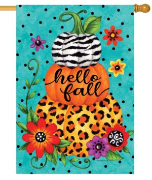 Cheetah Print Stacked Pumpkins House Flag
