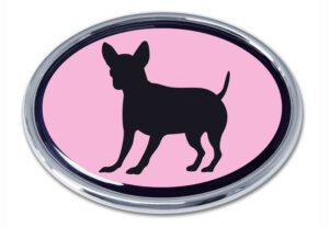 Chihuahua Pink and Chrome Car Emblem