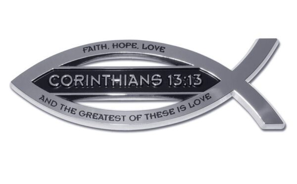 Christian Fish Chrome Car Emblem Corinthians 13:13