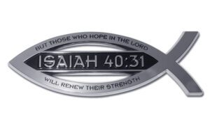 Christian Fish Chrome Car Emblem Isaiah 40:31