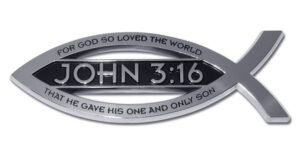 Christian Fish Chrome Car Emblem John 3:16