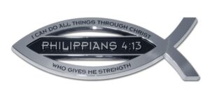 Christian Fish Chrome Car Emblem Philippians 4:13